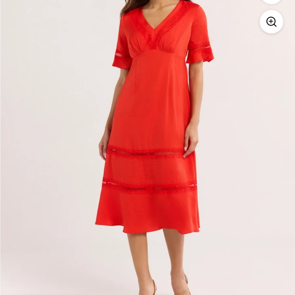Elegant Red V-Neck Dress